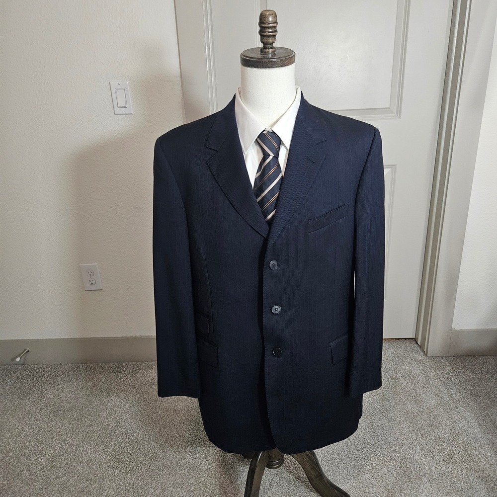 Paul Smith London Mens‎ Navy Pinstripe 100% Wool 3 Button Suit Jacket Italy 43R